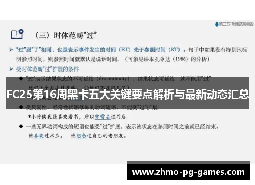 FC25第16周黑卡五大关键要点解析与最新动态汇总